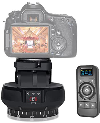 Camnoon Tête Pan Tilt Motorisée Tête Panoramique 2 Axes Rotation 360° Tête Panoramique Trépied 100M Télécommande sans Fil 9 Niveaux Vitesse Réglable Capacité de Charge 1kg avec Clip de Téléphone