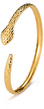 VASSAGO Schlangenarmband, offener Armreif, Schlangenarmband, Wickelarmband, Bypass-Armband, verstellbar, Tier-Manschette, Schlangenhandschmuck für Damen und Mädchen