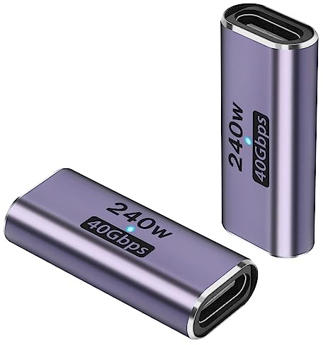 GELRHONR USB-C Kupplung 240W,USB C Buchse auf Buchse Adapter,40Gbps Aufladen und Synchronisation Thunderbolt 3 kompatibler Verlängerungsstecker für MacBook, Laptop,Telefon-2Pack (USB4 Coupler)