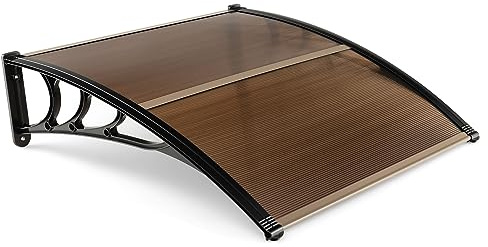Goplus Awnings for Doors, 40 x 40 Window Awning with Rain Snow Sunlight UV Protection, UPF 50+,Hollow Sheet, Outdoor Overhead Awning Canopy Exterior, Polycarbonate Awnings for Patio, Porch, Deck