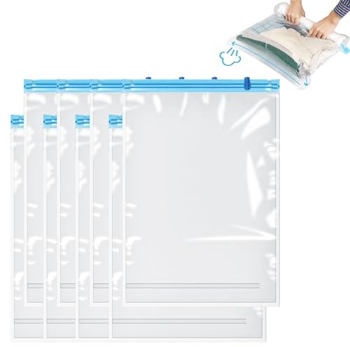 8-Pack Travel Vacuum Storage Bags - 35x50cm Medium Compression Bags for Clothes, Bedding, and Blankets with Roll-Up Design