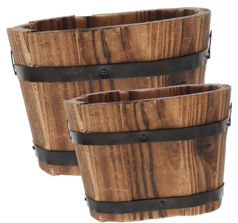 BESPORTBLE 2piezas Maceta de Madera Vintage Jardinera de Madera para Plantas de Exterior Macetas para Suculentas Decorativas Balcón