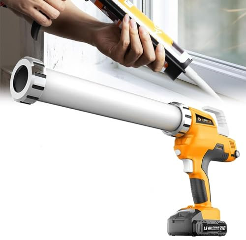 DPLXFPP 21V Electric Cordless Caulking Guns, Cordless Automatic Adhesive Caulking Gun, Cartridge Sausage Caulking Gun with Nozzles, Battery Powered Sealant Adhesive Gun