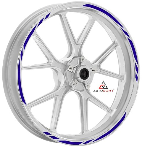 Autodomy Pegatinas Llantas Moto Juego Completo para 2 Llantas de 15 a 19 Pulgadas | Adhesivos Llanta Moto Resistentes a la Lluvia, Sol, Grasa, Aceite | Pegatina Sticker Motocicleta (Azul)