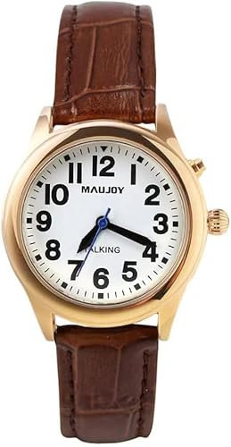 MAUJOY Talking Analog Watch with Clear and Loud Voice Ladies English Talking Watch Speaks The Time, Date or Alarm time for Elderly, Impaired Sight or Blind