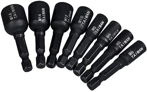 Mesee 8Pcs Adaptateur Douille de Taraud à 1/4 Tige Hexagonale Machine à Tarauder Carré Adaptateur de Taraud Douille Filetée M4/M5/M6/M8/M10/M12/M14/M16 pour Tournevis Pneumatique Perceuse Électrique