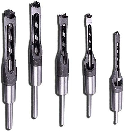 punte per trapano a foro quadrato, punte per trapano per mortasatrici per lavorazione del legno, set di scalpelli per mortasatrici in acciaio rapido, sega a tazza per legno con punta elicoidale da 1