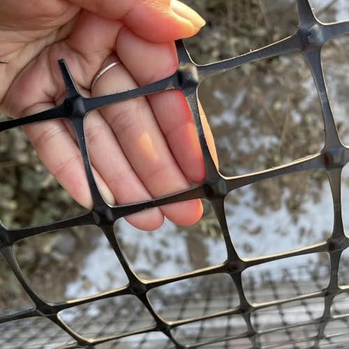 ININOSNP 2.0mm Thick For Garden Patio Backyard Bird Deer Squirrel Animal Barrier Poultry Netting Black Plastic Chicken Wire Mesh Reusable(1.5x50m/5x164ft)