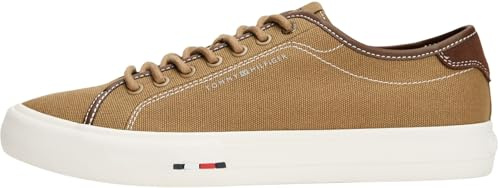 Tommy Hilfiger Sneaker con suela vulcanizada Hombre Street Canvas con logotipo, Marrón (Rooted Brown), 43