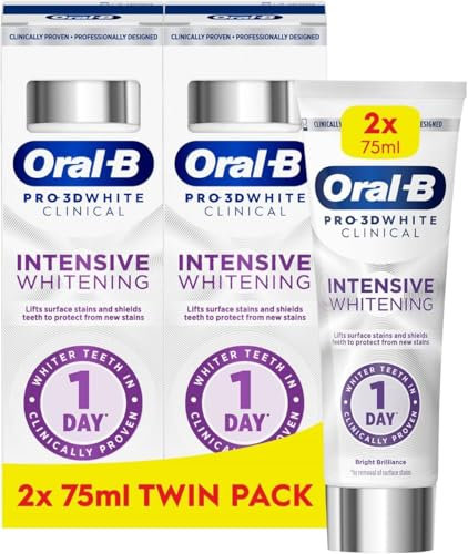 Oral-B Pro-3D White Clinical Intensive Whitening Toothpaste Radiant White 2 x 75ml Twin Pack