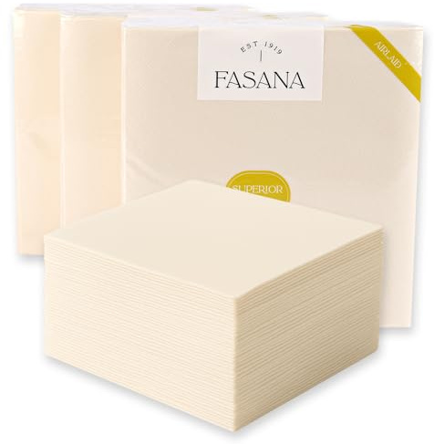 500 Stück Servietten Eleganza, 40 x 40 cm, 1-lagig, 1/4 Falz | Airlaid, FSC®-Mix, creme, L: 40cm, B: 40cm, Papierservietten, Servietten, Einweg-Servietten