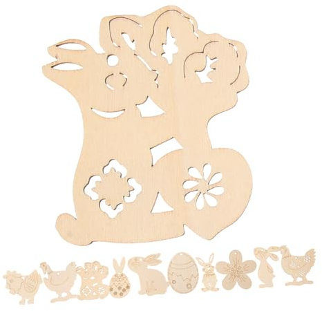 SEWACC 50 Stücke Ostern Party Dekorationen Holz Chips Ornamente Dekorative Holz Ausschnitte Für Wohnkultur