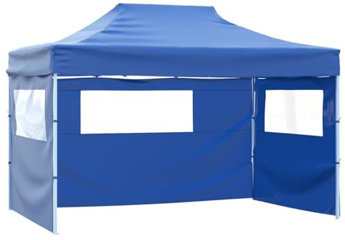 Xichuzi Profi-Partyzelt Faltbar mit 3 Seitenwänden, Festzelt, Pavillion, Bierzelt, Garten Party Zelt, Gartenzelt, Grillpavillon, 3×4m Stahl Blau