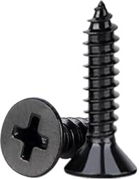 Small Wood Screws, Flat Head Screws for Wood, Carbon Steel Black Screw, M3*20mm 100 PCS and 20 PCS Screw Anchors for Furniture,Woodworking, DIY Model Fixing