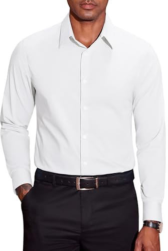 COOFANDY Chemise Homme Manches Longues Extensible Facile à Repasser Chemise Business Coupe Regular Fit Chemise Décontractée pour Homme