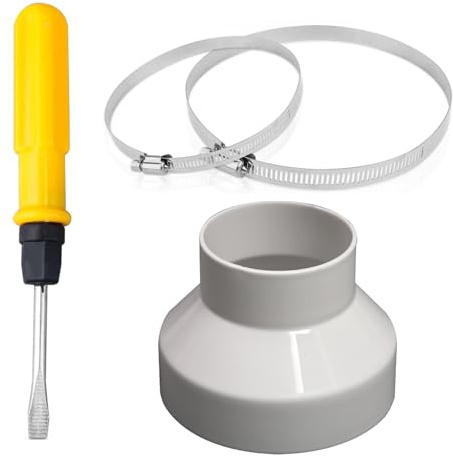 4 Pcs 150mm to 100mm Reducer, 100mm Ducting, 150mm Ducting, with Stainless Hose Clips for Extractor Fans Cooker Hood Tumble Dryer Ventilation, for Extractor Fans, Cooker Hoods, and Dryer Ventilation