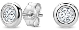OROVI Ohrringe Gold, 14 k(585) Gelbgold/Weißgold, Diamant Ohrstecker 0.12 Ct/ 0.20 Ct/ 0.50 Ct, Ohrringe Männer/Damen, Ohrstecker Gold, Schmuck Damen, Hypoallergener Schmuck, inkl. Edler Schmuckbox