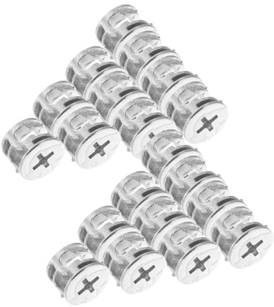 Mikinona 20 Piezas De Conexión De Rueda Excéntrica Conectores De Fijación Para Muebles Herrajes Para Muebles Tuercas De Bloqueo De Leva Tornillos Y Sujetadores Tornillos