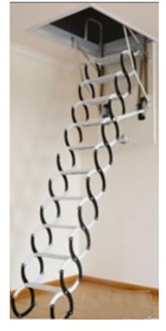 Scala per soppalco Scala telescopica retrattile semiautomatica con corrimano, pieghevole e fissata al muro, for uso domestico e commerciale scala della soffitta(Black white,70/90cm)