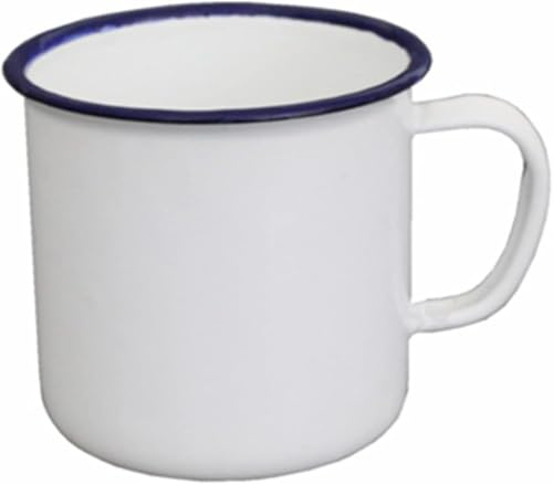 Weiße Emaille-Kaffeetasse, Teetasse, Emaille-Trinkbecher für Zuhause/Büro/Reisen/Camping, wiederverwendbare und tragbare Camping-Tassen, Kaffeetasse für Indoor-Outdoor-Aktivitäten