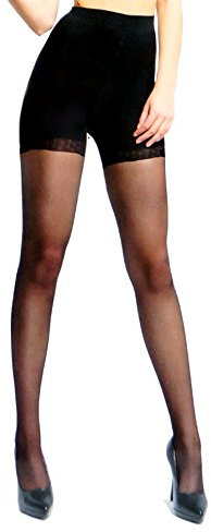 A.S.A.R. Damen Strumpfhose Push-Up Body Slim mit Bauch Weg Effekt Stützstrumpfhose figurformende Pantyhose Stockings Schwarz