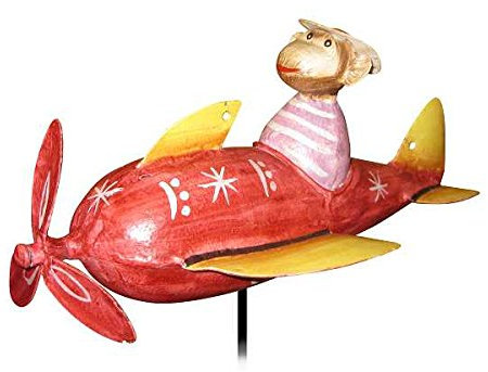 Flieger Flugzeug Hänger Dekoration Zimmerdeko Dekofigur Metall Kinderzimmer Handarbeit Bunt Bemalt Höhe ca 15cm - Gall & Zick (AFFE)