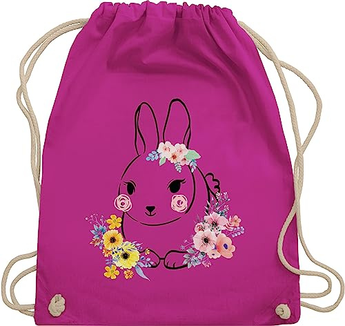 Turnbeutel Rucksack - Taschen - Süßer Hase Ostern I Osterhase - Unisize - Fuchsia - sportbeutel tiermotiv hasen tasche osterhasen oster beutel kita hasenmotiv bunny turnsackerl häschen rabbit
