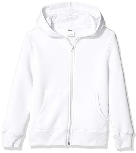 Amazon Essentials Sweatshirts à Capuche en Polaire avec Fermeture Éclair Garçon, Blanc, 10 Ans