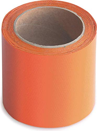 Wupsi Ruban Adhésif de Réparation de Bâche en PVC - Puissant pour Réparer Bache de Camion ou de Serre, Toile de Tente ou Tonnelle, Déchirées, abimées ou Trouées - Orange, 10 cm x 5 m