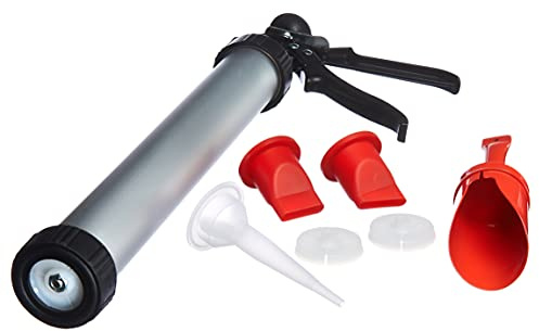 Amtech Mortar Pointing & Grouting Gun Set, Die-Cast Handle & Aluminium Barrel with 3 Nozzles, Easy-Fill Design for Brickwork, Tile Grouting & Masonry Repairs, Easy to Clean & Reuse