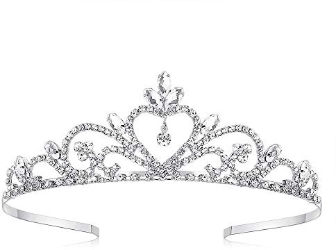 Lovelyshop Prinzessinnen-Diadem mit Strasssteinen, silberfarben