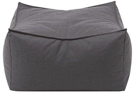 blomus Outdoor Hocker -Stay- | Wetterfest, wasserabweisend & schnelltrocknend – Sitzsack & Sitzpouf für Garten & Terrasse | Farbe Coal | 40H x 60B x 60T cm
