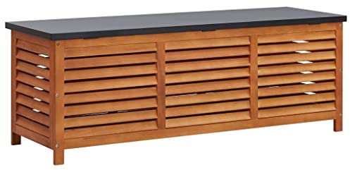 vidaXL Legno Massello di Eucalipto Cassapanca da Giardino Contenitore Portaoggetti da Esterni Baule per Patio Panca Arredo da Giardino 150x50x55 cm