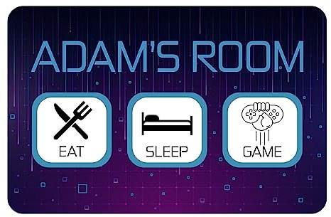 Eat Sleep GAME - Gaming Kids Bedroom Door Sign Personalised For You - Any Name! Door Plaque,Girls/Boys,Nursery,Decor,Kids Room,Retro