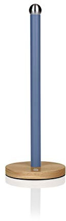 Swan SWKA17511BLUN Nordic Kitchen Roll, Towel Pole with Bamboo Base, Blue, Carbon Steel, One Size
