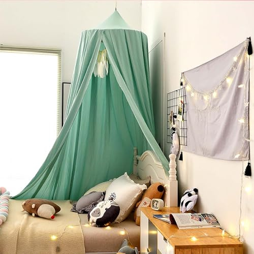 RAILONCH Baldacchino lettino, bambini zanzariera in pizzo baldacchino, ragazza principessa letto a baldacchino tenda per gioco Lettura camera da letto spogliatoio (verde)