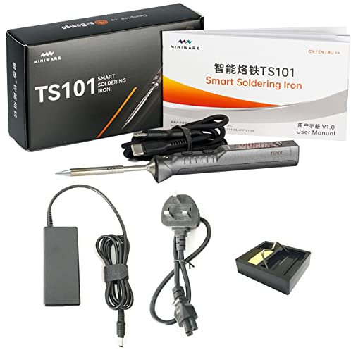 CROSS MARS Original TS101 Smart Portable Digital USB Type C Fast Heating Temperature Adjustable TS100 Upgraded Soldering Iron Kit (with UK Power Supply & B2 Tip)