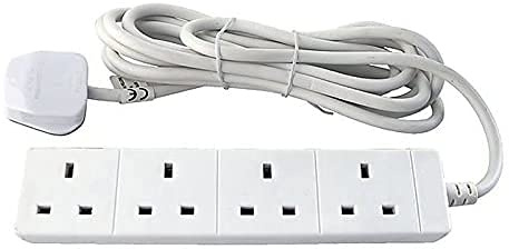 Surge Protection Power Strip, 4 Way Extension Lead, Wall Mountable with UK Plug, 5M Extension Cord for Home, Office and More