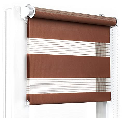 Fenster DEKOR - Rollos für Fenster Braun - Klemmfix Rollo ohne Bohren B90 x H150 cm - Doppelrollo mit Einer Breiten Auswahl an Größen und Farben - Blickdichte Rollos, einfach zu montieren