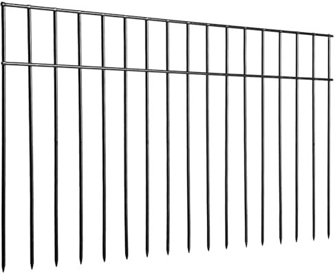 Adavin Small or Medium Animal Barrier Fence 10 Pack 24 in(L) X 15 in(H) Underground Decorative Garden Fencing, Dog Rabbits Fences Black Metal Fence Panel Ground Stakes for Outdoor Patio. Total 20 Ft
