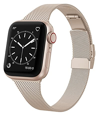 Tuocal Metal Strap Compatible with Apple Watch Strap 38mm 40mm 41mm 42mm(Series 10) for Women Men, Narrow Stainless Steel Replacement Strap Compatible with iWatch Series 10 9 8 7 6 5 4 3 2 1 SE