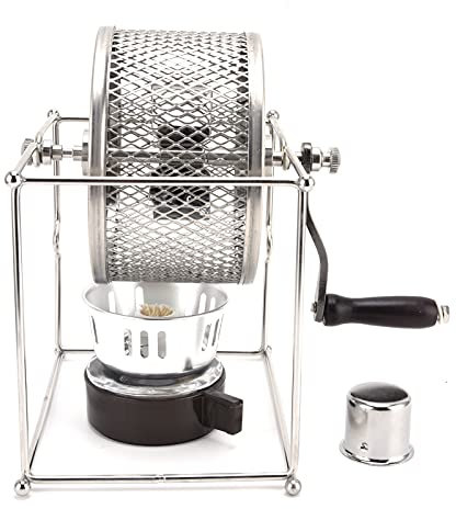 Torréfacteur de café, torréfacteur de café domestique, torréfacteur de grains de café à manivelle Petit torréfacteur de café à rouleaux en acier inoxydable à température contrôlable