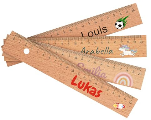 Lineal personalisiert als Geschenk Weihnachten Junge & Mädchen - 20cm aus Holz mit Namen - Geschenktüte Schultüte Füllung - 1. Klasse Geschenkidee - für Schulkind 2025