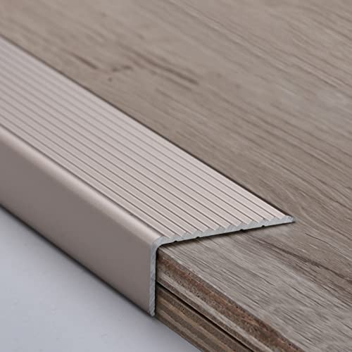 ZAQYCM Übergangsleiste Übergangsprofil 1m Treppenkantenschutz Aus Metall Und Aluminium, Treppenkantenschutz Für Holz/Fliesenstufen Innen Und Außen, Vinyl Bodenleisten Für Tür Und Bad
