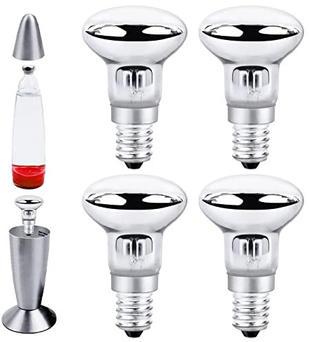 4 lampadine laviche E14 R39 30 W, luce bianca calda, 2700 K, lampada lava, faretto lava, lampadine AC 220 V-230 V, attacco E14, lampadine di ricambio per lampade laviche, lampade a razzo