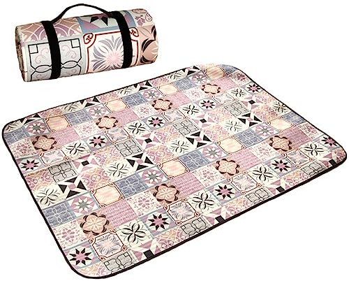 EUPXRHY Picknickdecke Wasserdicht 300x300/200x200cm, Tragbare Stranddecke XXL Picknickdecke Waschbar & Isoliert, Picknickdecke Alubeschichtet für Camping, Picknick, Wandern, BBQ,C,300x300cm