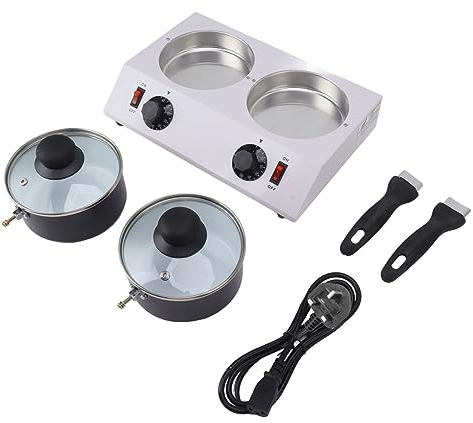 Chocolate Tempering Machine with 2 Pots, Commercial Chocolate Melting Machine Electric Chocolate Melting Pot, for Butter Chocolate Cheese Caramel (UK Plug 220V)