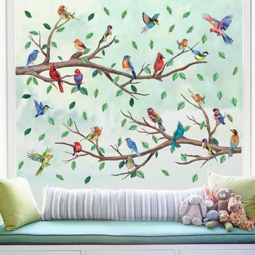 KAIRNE Bunt Wandtattoo Pusteblume,Blumen Wandsticker für Kinderzimmer Mädchen,Löwenzahn Wandtattoo für Schlafzimmer,Pflanzen Blumen Wandaufkleber für Wohnzimmer Babyzimmer Fenster Wanddeko