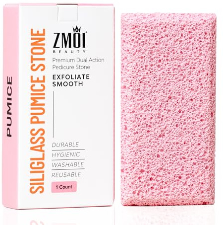 ZMOI Siliglass Bimsstein Hornhautentferner für Füße, Ellbogen, Hände und Knie, hergestellt in Spanien, 2-in-1-Pediküre-Peeling und Schrubber für raue, harte Haut (1 Pack)