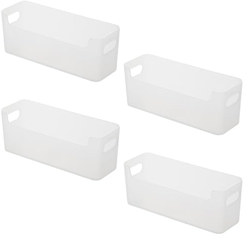 FYting Organizer Cassetti,4 Pezzi Divisori per Cassetti,Organizer Bagno,Scatola Portaoggetti con Porta a U per Cosmetici, Calzini, Biancheria intima, Cavi Dati(Trasparente, 25,5x8,5x8 cm)